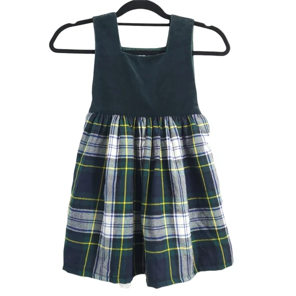 Anderson Innes Dresses | Tartan St. Patrick's Day Dress Girls Green Velvet Yellow 4 5 6 Irish Scottish | Color: Green/Yellow | Size: 6g |